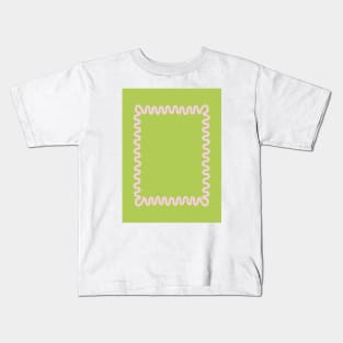 Waves Square Frame - Pink Green Kids T-Shirt